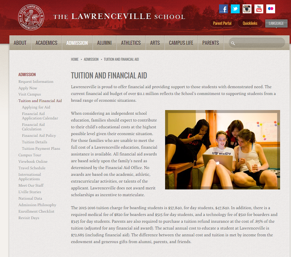 Lawrenceville School Financial Aid